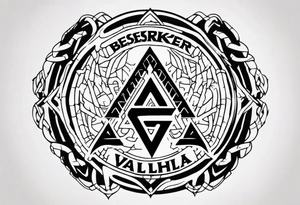 Valhalla berserker round shield axe
Valknut barbed wire tattoo idea
