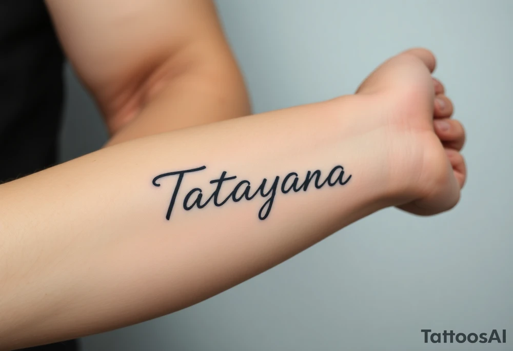 tattoo on forearm, using the name “Tatayana” For a father that lost his daughter tattoo idea