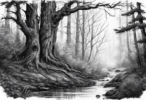 Living forest transitioning to a dead forest tattoo idea