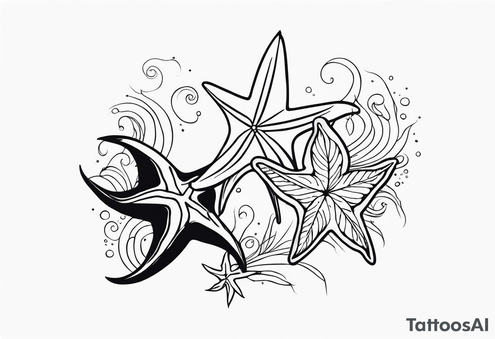 Star fish and sea horse tattoo idea