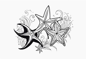Star fish and sea horse tattoo idea