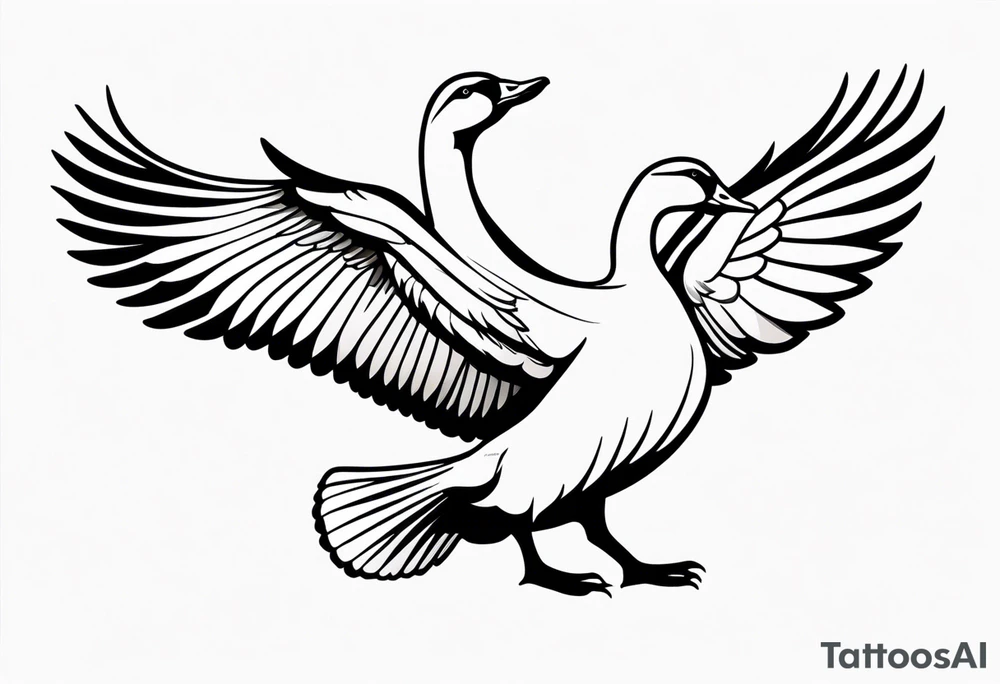 canadian goose shaking wings profile tattoo idea