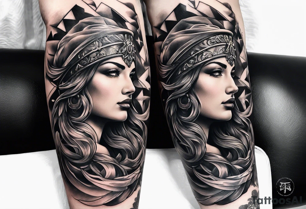 Forearm tattoo god of justice tattoo idea