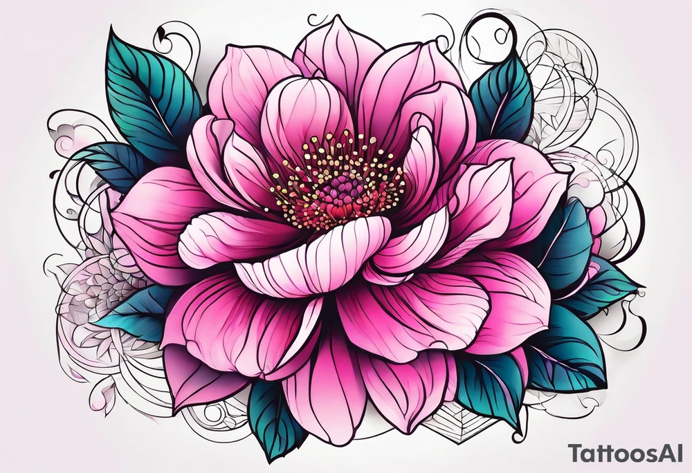 Pink flowers with dott pattern tattoo idea