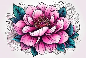 Pink flowers with dott pattern tattoo idea
