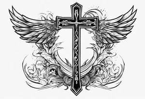zeus lightning bolt cross with poseidon trident tattoo idea