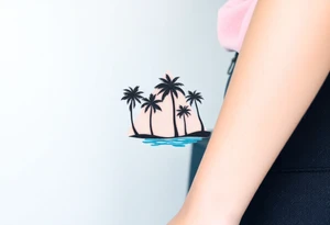 Palm trees silhouette, water, florida, all fit in a triangle tattoo idea