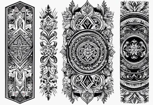 men's armband tattoo with a lot of black color and slavic ornaments tattoo idea