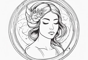 Resurrection Beautiful woman rising from her dead self to inner peace and self-love ethereal tattoo idea