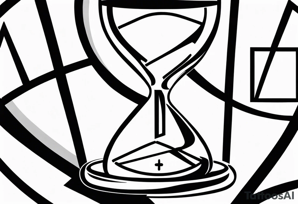 draw me a clock hourglass with numbers falling from the clock. in the hourglass tattoo idea
