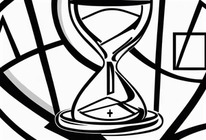 draw me a clock hourglass with numbers falling from the clock. in the hourglass tattoo idea