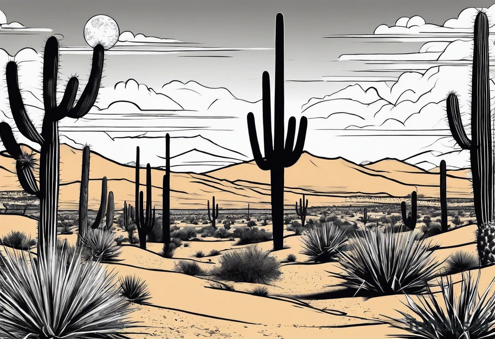 Running through desert with cacti tattoo idea