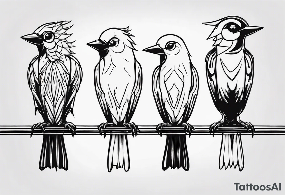Three birds on a wire tattoo idea