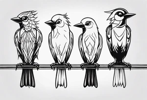 Three birds on a wire tattoo idea