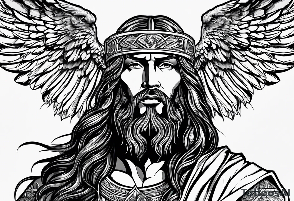 Jesus, looking at me (I am an eagle) and the holy spririt. tattoo idea