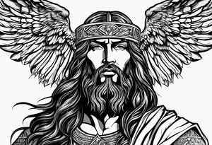 Jesus, looking at me (I am an eagle) and the holy spririt. tattoo idea