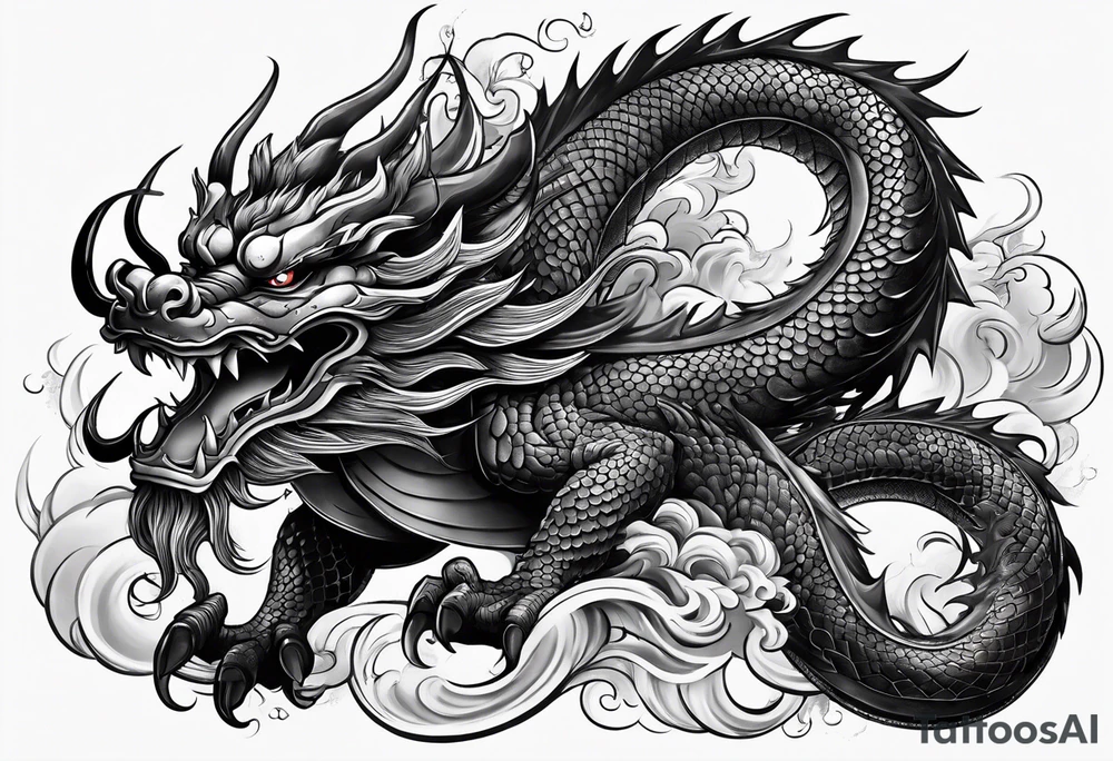 dragon, asian, vietnamese, japanese, oni, big, simple tattoo idea