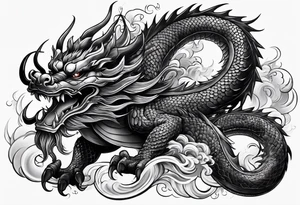 dragon, asian, vietnamese, japanese, oni, big, simple tattoo idea