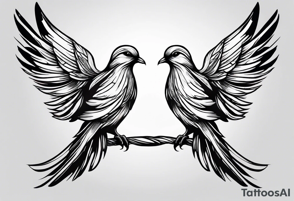 very thin feather releasing small doves from the top tattoo idea