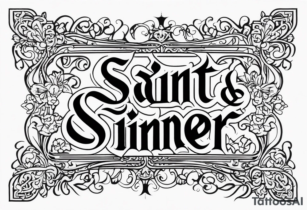 Saint and Sinner written ambigram tattoo tattoo idea