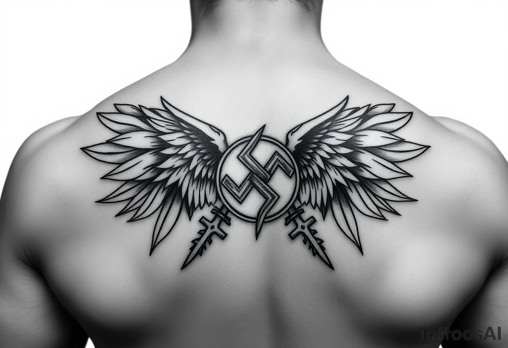 generate tattoos that are exactly similar to nazi prison gang ones, no imperfections and PNG format, no body, just black and white. tattoo idea