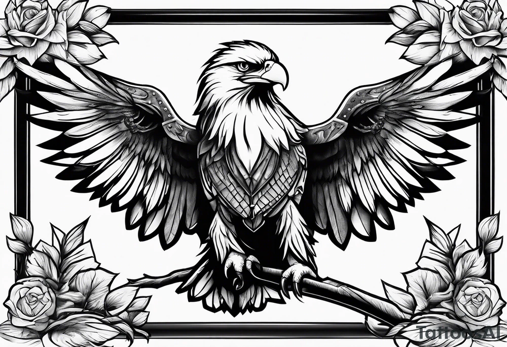 eagle and a female cardinal in a recliner tattoo idea