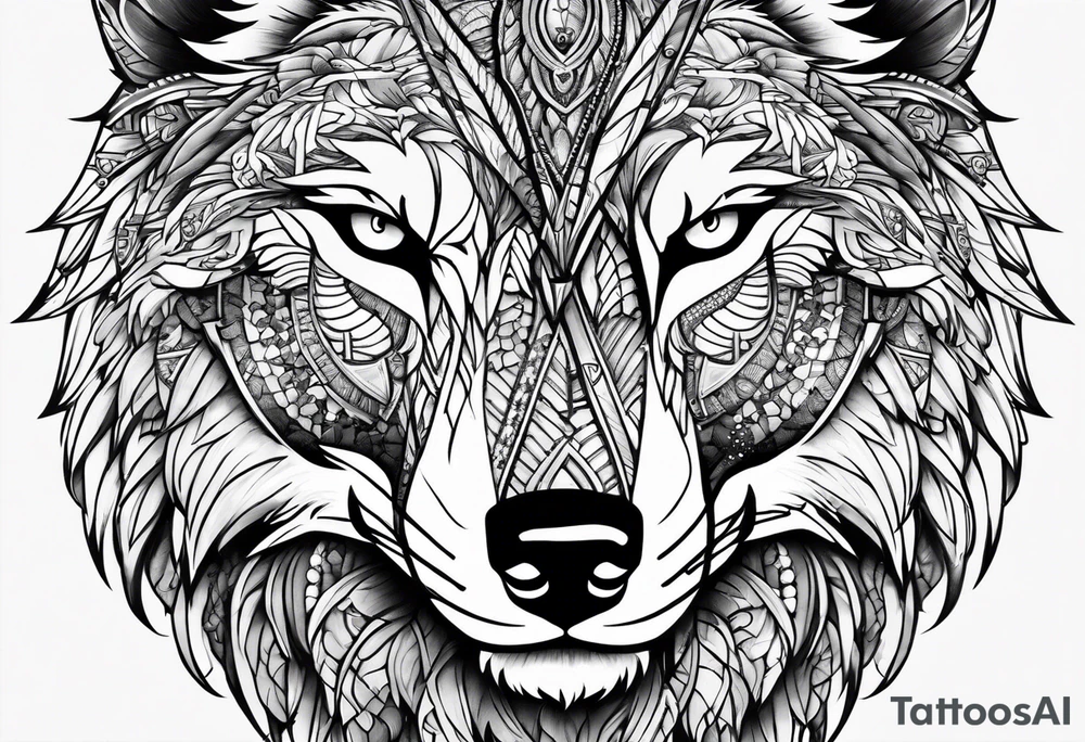 Wolf turkish brave wild sword tattoo idea