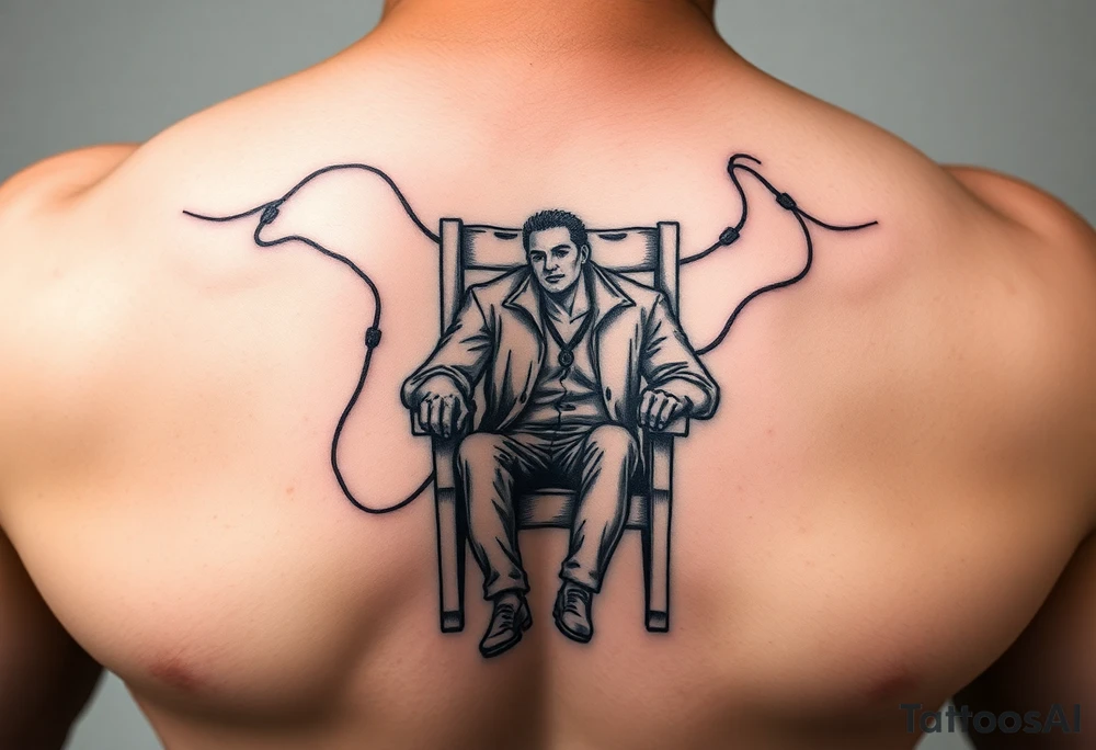 powerful man in an electric chair tattoo idea