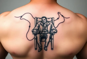 powerful man in an electric chair tattoo idea