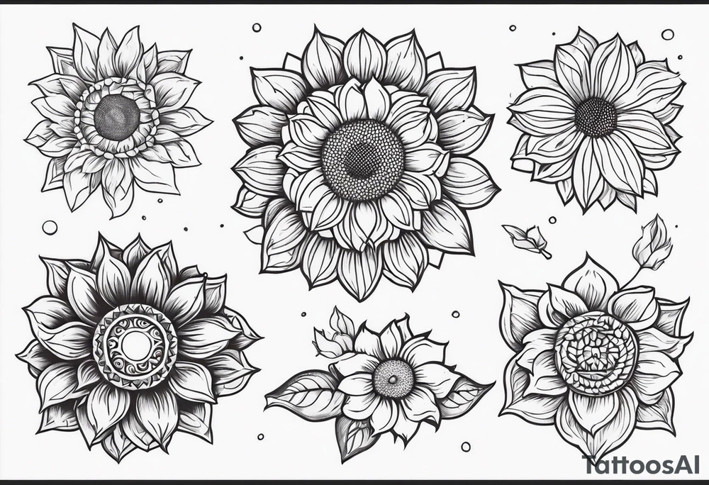 Sunflower viking sleeve tattoo idea