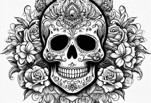Day of dead skull with white background tattoo idea