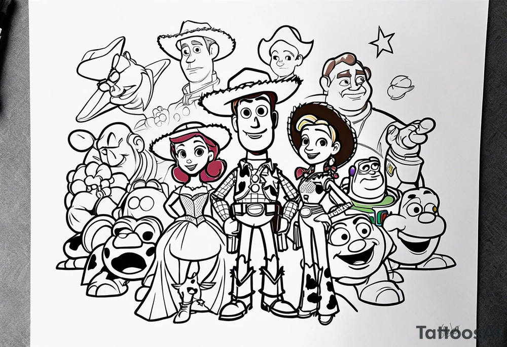 toy story portrait characters tattoo idea