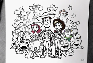 toy story portrait characters tattoo idea
