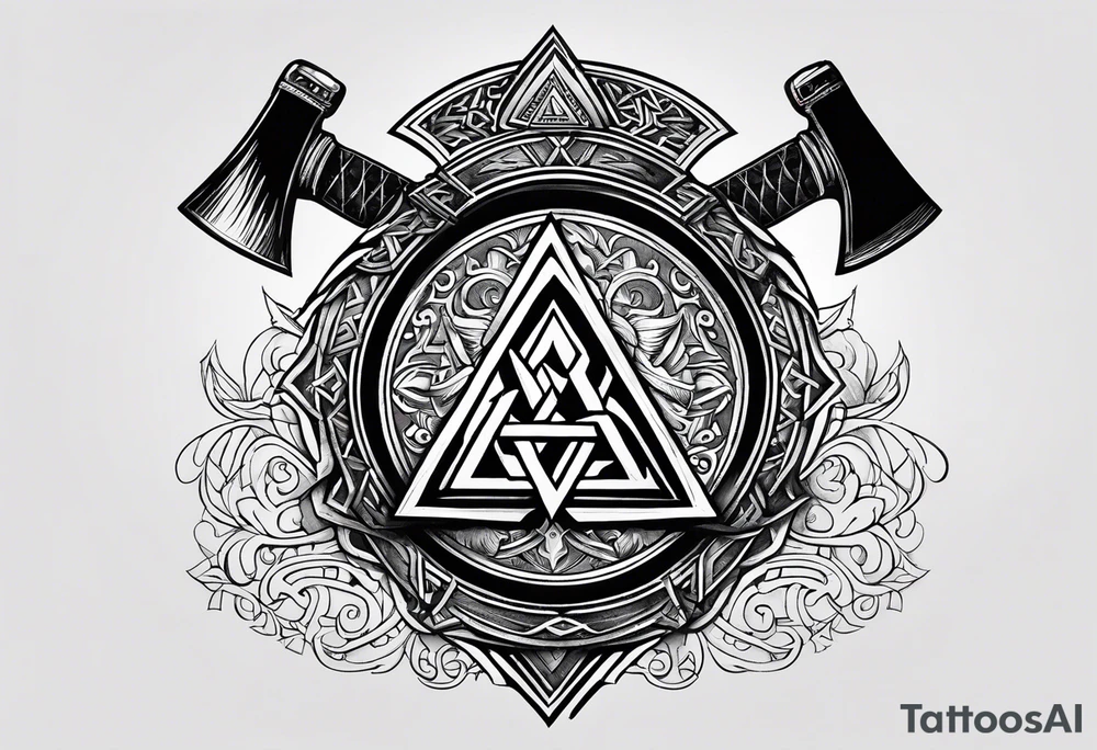Valhalla valknut shield axe tattoo idea