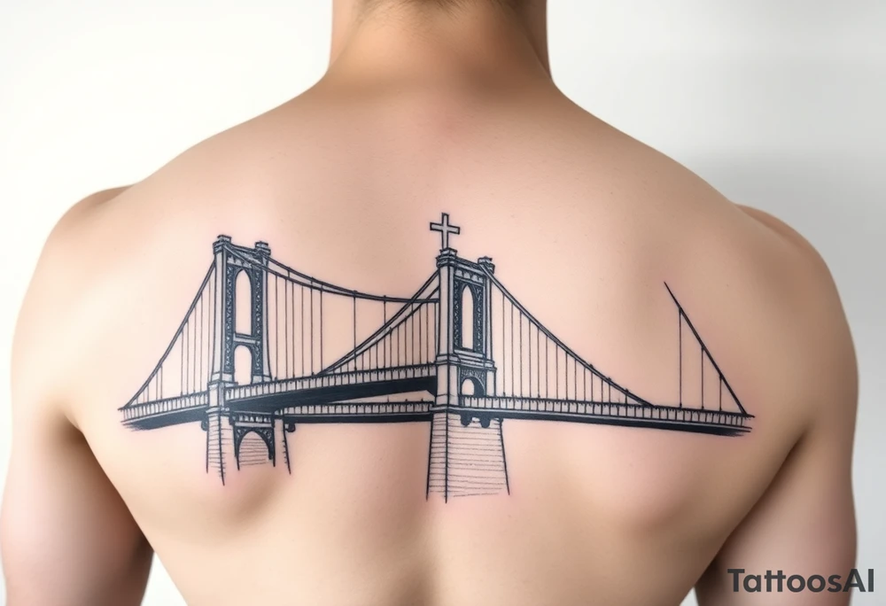 Brooklyn Bridge with St Michael tattoo idea