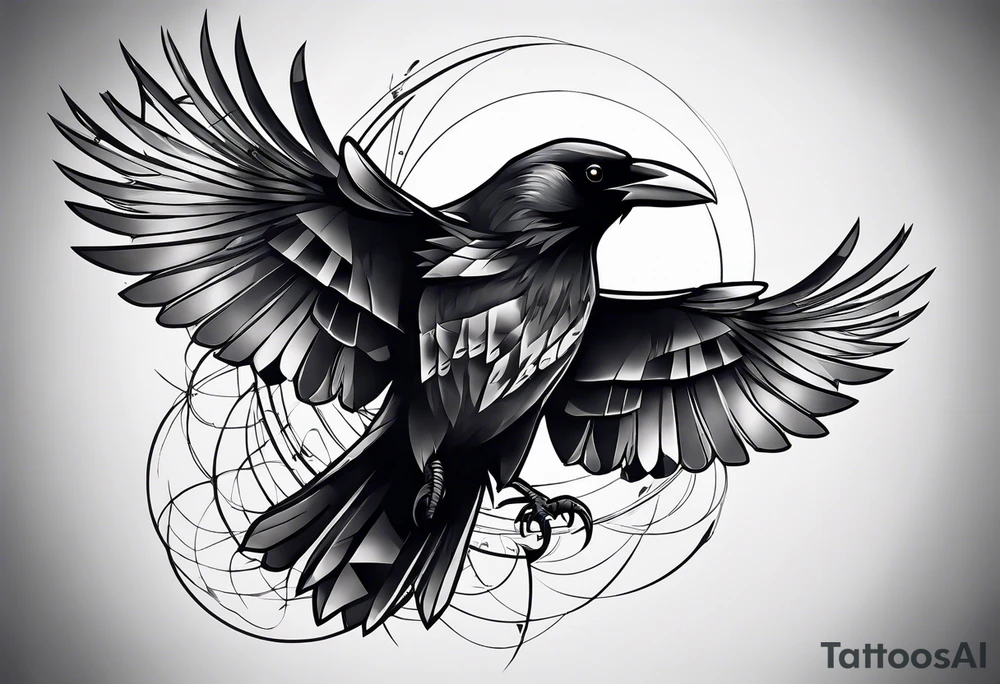 crow with open wings tattoo idea