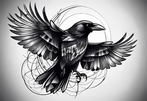 crow with open wings tattoo idea