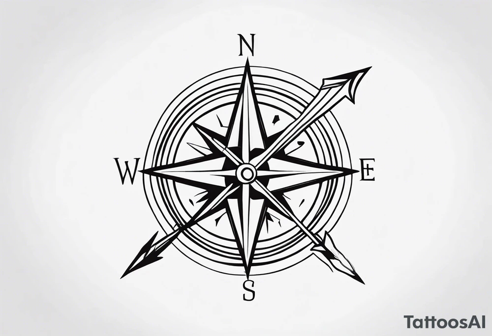 full arrow compass tattoo idea