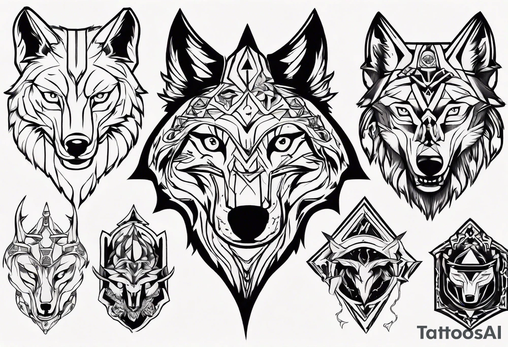 wolf head tattoo idea