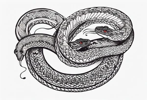 Double head snake tattoo for placement along the spine in japanese style to symbolise a journey of healing and transformation with reference to being a twin tattoo idea