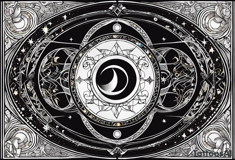 Astrology, Gemini, Natal Chart, angelic, vision, planetary, yin yang, the moon, spiritual third eye, mystical armband tattoo idea