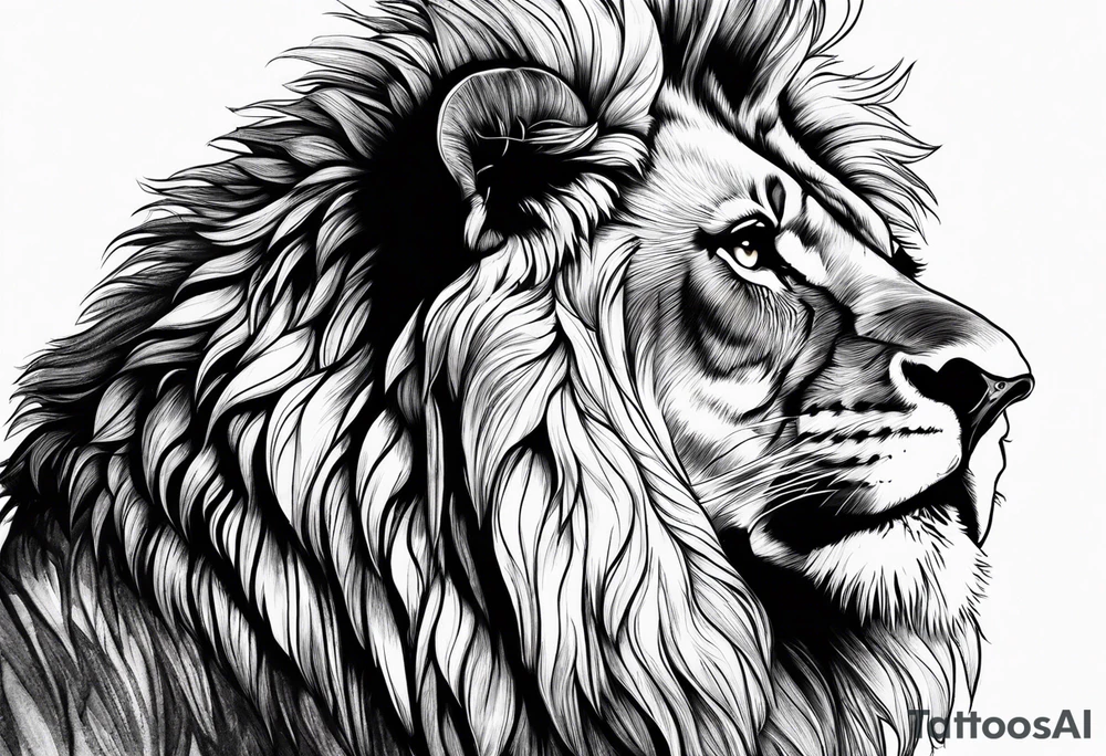 lion close up tattoo idea
