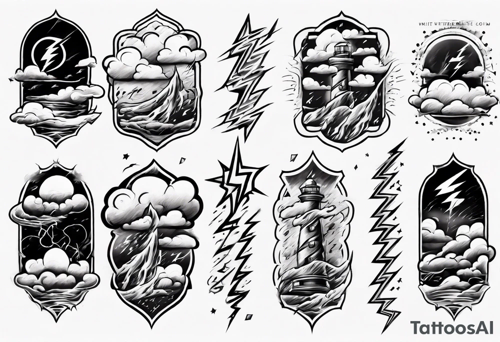 forearm sleeve lightning and clouds pattern tattoo idea forearm sleeve lightning and clouds pattern tattoo idea