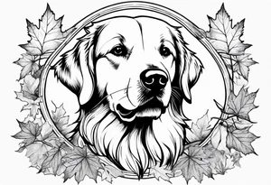 maple leaf, golden retriever tattoo idea
