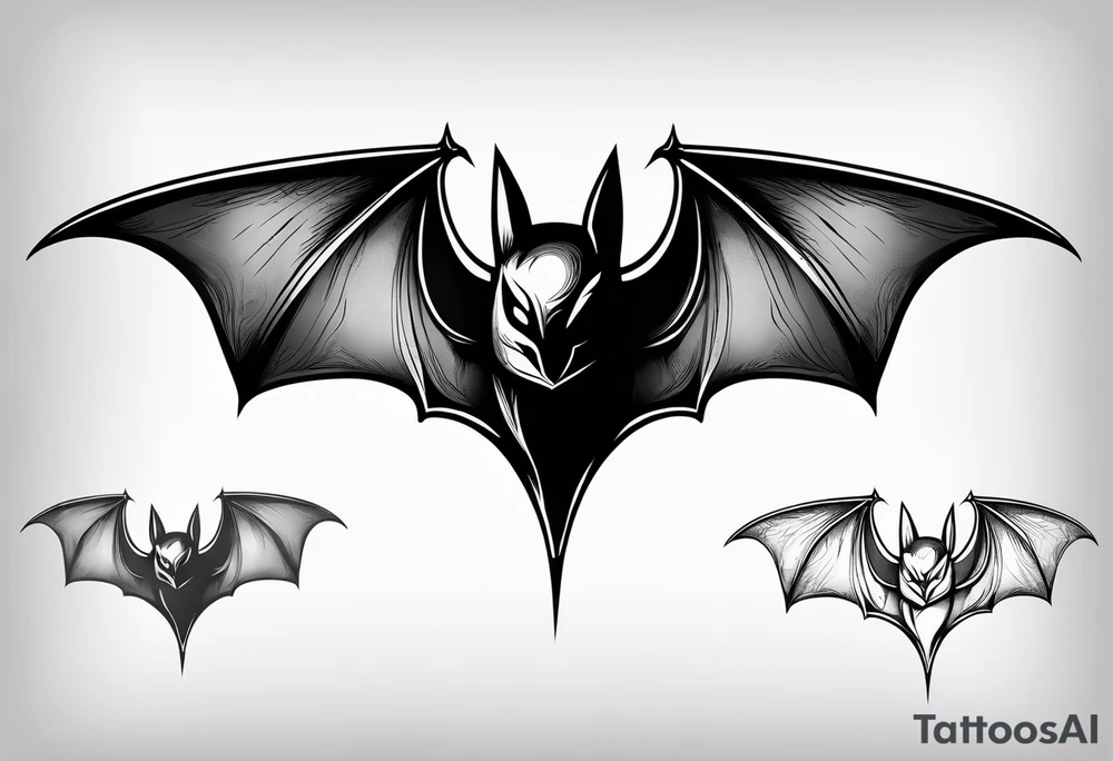 Black bat flying tattoo idea