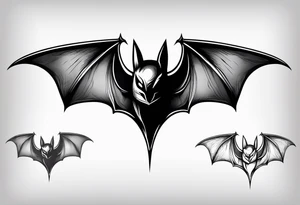 Black bat flying tattoo idea