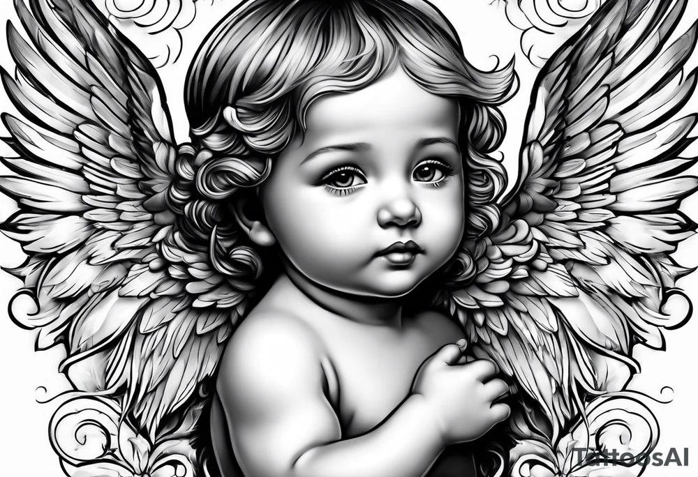 Small  young baby angel tattoo idea