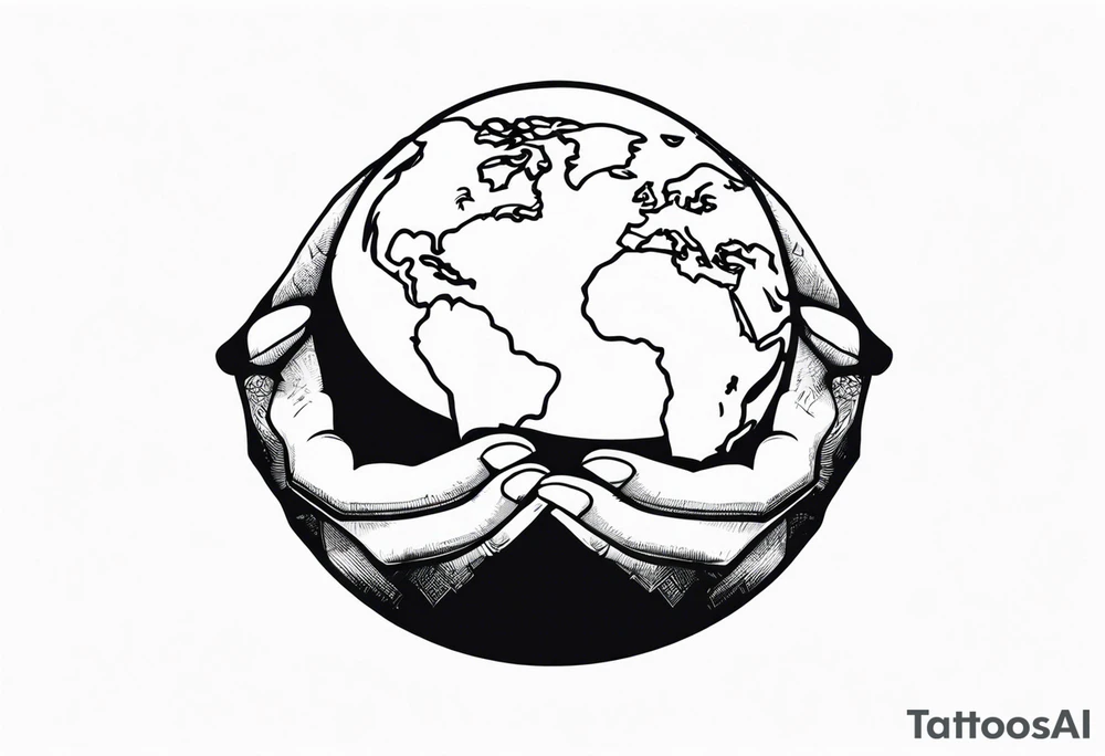 Strong holding up earth tattoo idea