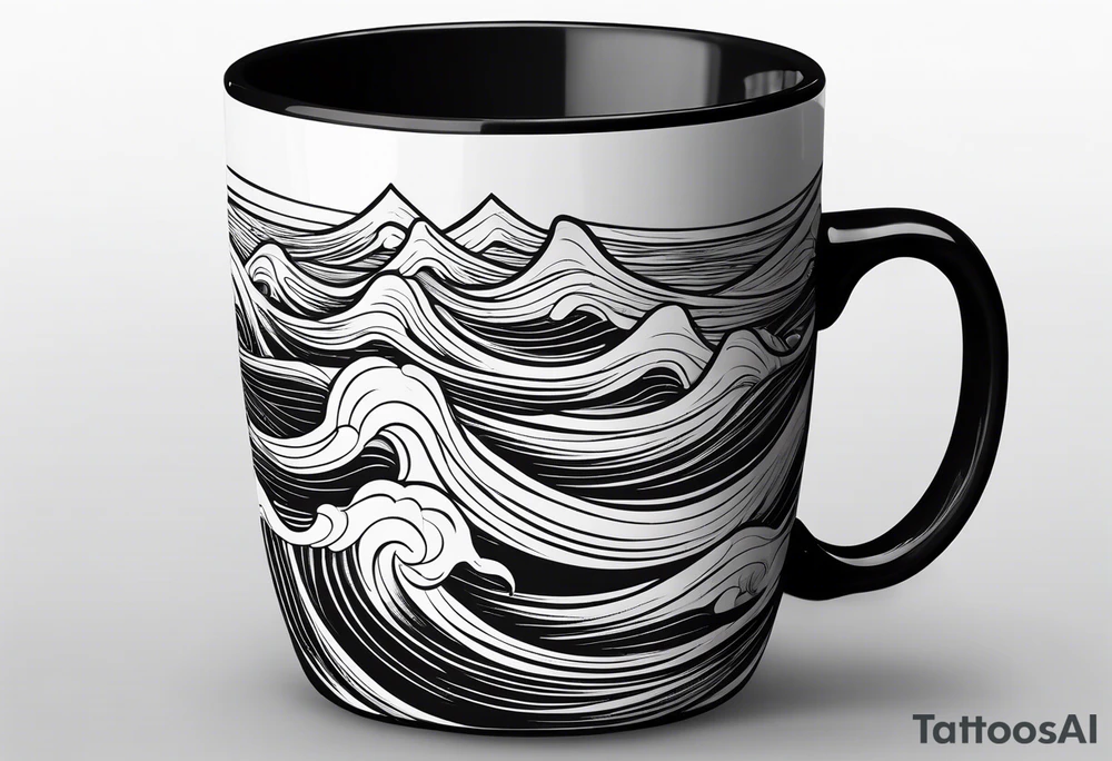 Coffee cup with beach wave tattoo idea