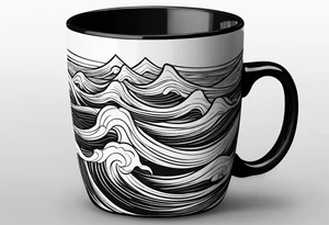 Coffee cup with beach wave tattoo idea